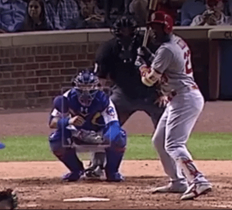 Former Cubs catcher Willson Contreras takes an outside pitch and nudges it back into the strike zone.